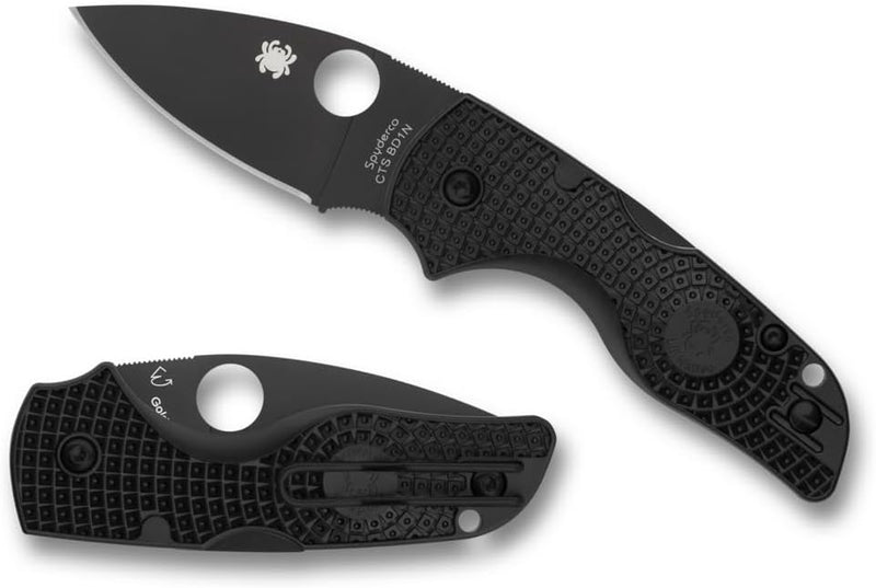 Spyderco Lil' Native Lightweight 2.42" Black Plain Edge Folding Pocket Knife (C230PBBK)