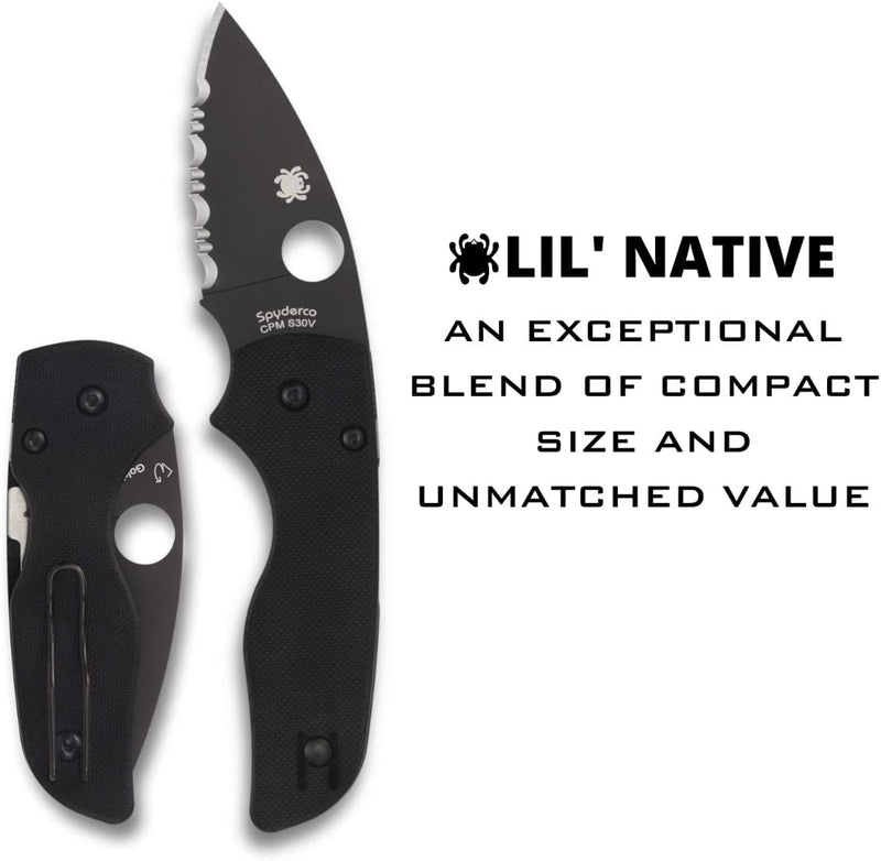 Spyderco Lil' Native G-10 2.42" Black SpyderEdge Folding Pocket Knife (C230GSBBK)