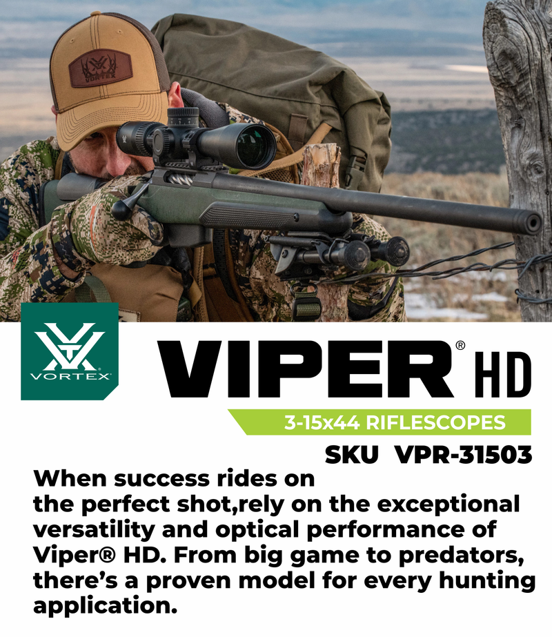 Vortex Optics Viper HD 3-15x44 SFP VMR-3 (MRAD) 30mm Tube Riflescope (VPR-31503)