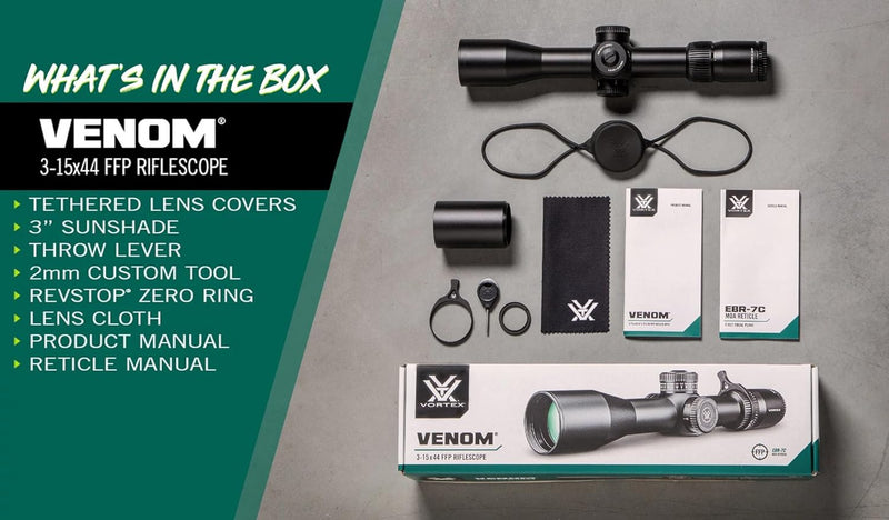 Vortex Optics Venom 3-15x44 FFP EBR-7C MOA Waterproof Riflescope (VEN-31501)