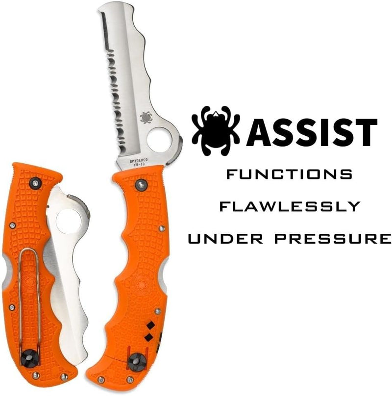 Spyderco Assist Lightweight Orange 3.68" CombinationEdge Folding Pocket Knife (C79PSOR)