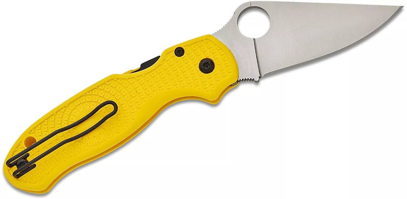 Spyderco Para 3 MagnaCut Salt 2.93" Plain Edge Lightweight Yellow Handle Folding Pocket Knife (C223PYL)