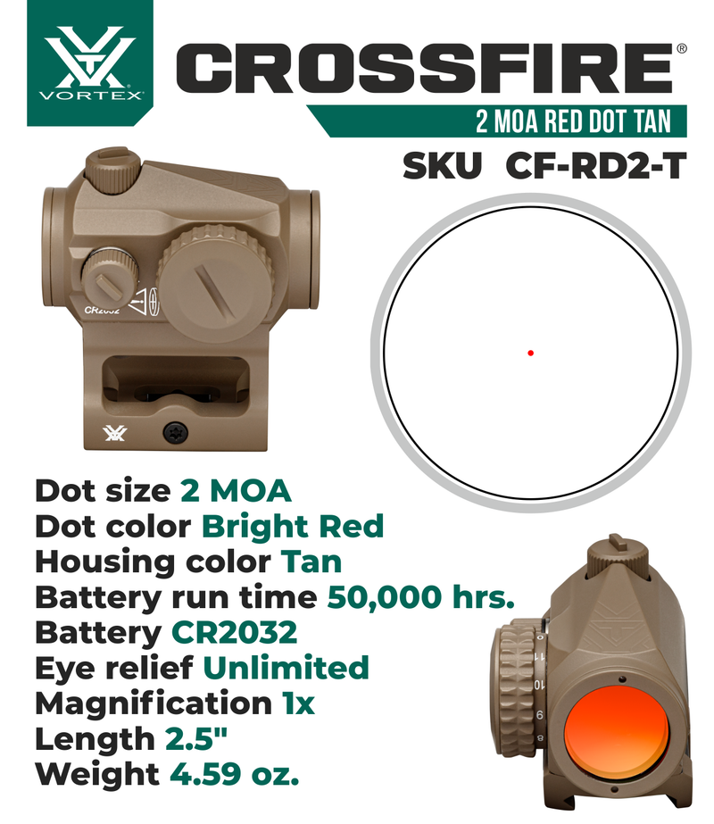 Vortex Optics Crossfire Red Dot 2 MOA (CF-RD2-T)