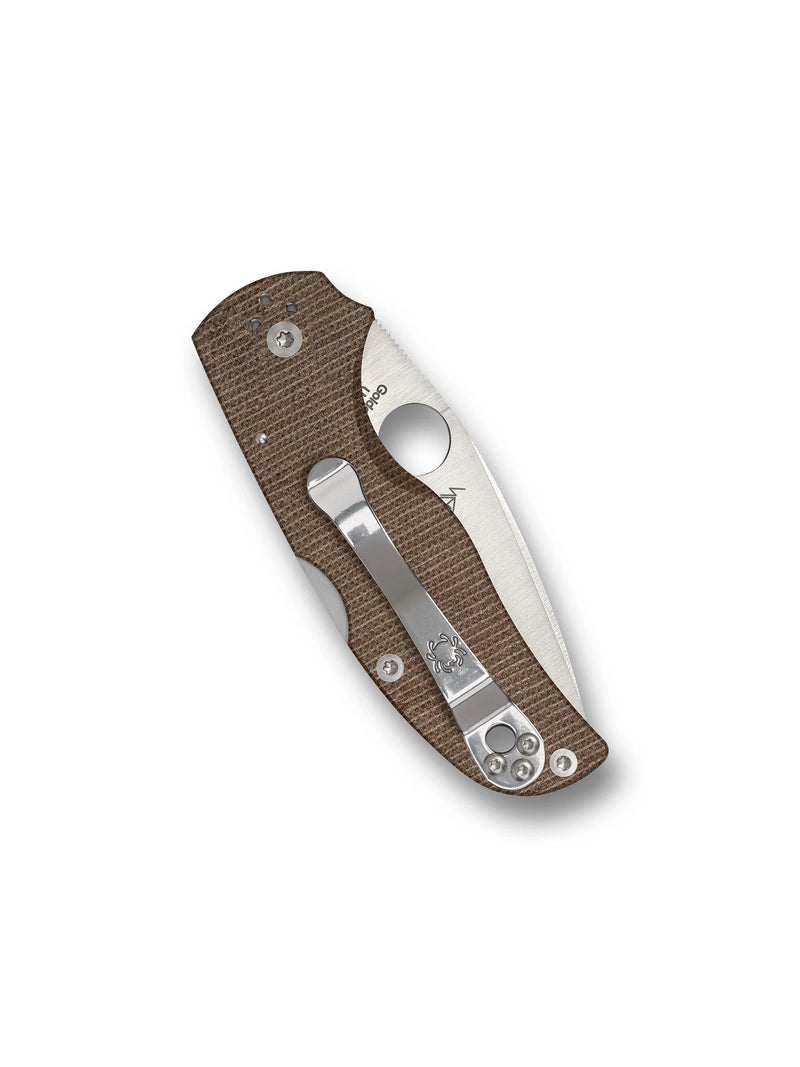 Spyderco Native 5 Brown Canvas Micarta CPM Cru-Wear 2.95" Plane Edge Folding Pocket Knife (C41MPCW5)