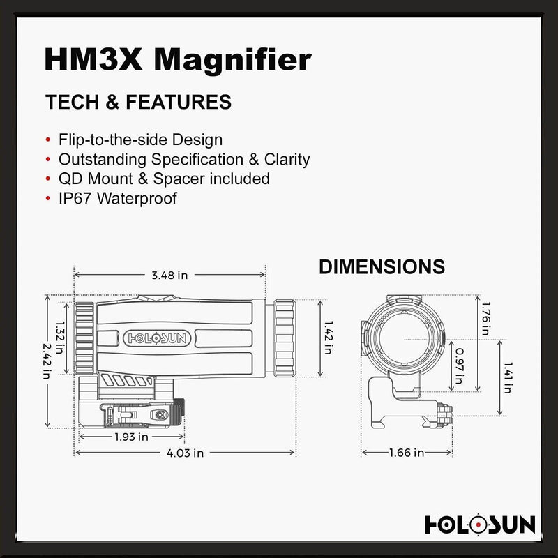 Holosun ARO 2 MOA Red Dot Sight (ARO-RD2) and Holosun HM3X 3x Mangifier (HM3X) with Hard Case (ARO-RD2-&-HM3X)