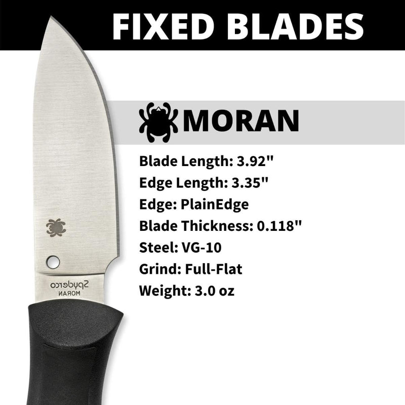 Spyderco Moran Drop Point 3.92" Fixed Blade Plain Edge Pocket Knife (FB02P)
