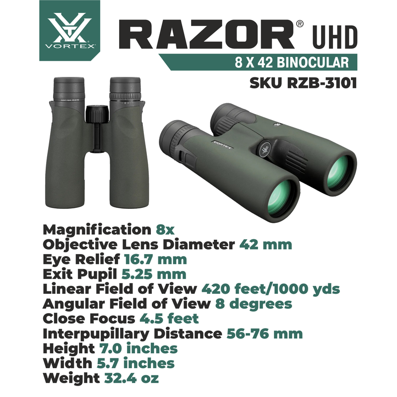 Vortex Optics Razor UHD Binocular 8x42 (RZB-3101)