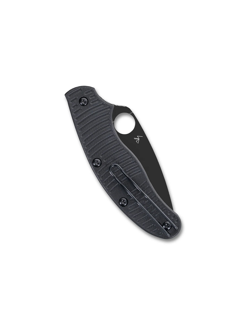 Spyderco UK Penknife Salt Black G-10 CPM MagnaCut 2.95" Plain Edge Black Blade Folding Pocket Knife (C94GMCBKP)