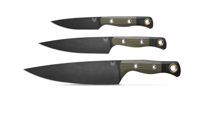 Benchmade Cutlery 3-Piece Set Kitchen Knives 4000BK-01 CPM-154 Blade Green G-10 Handles