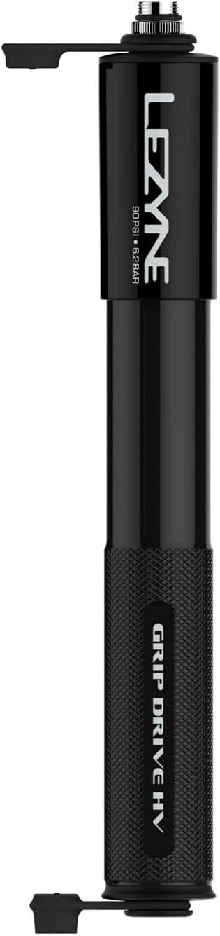 Lezyne Grip Drive HV Medium Bicycle Hand Pump, High Volume 90 PSI, ABS Flex Hose, Compact, Portable, High Performance Bike Tire Air Pump