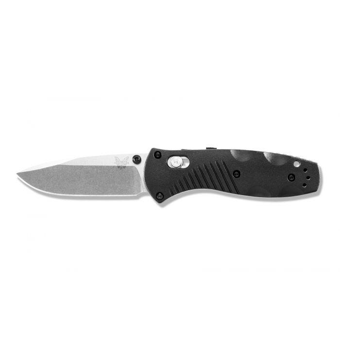Benchmade Mini Barrage 585 Plain Edge Drop-Point 2.91" Black Handle Pocket Knife with Benchmade Blue Lube Lubricant for knives 37ml 1.25fl oz (Made in USA)