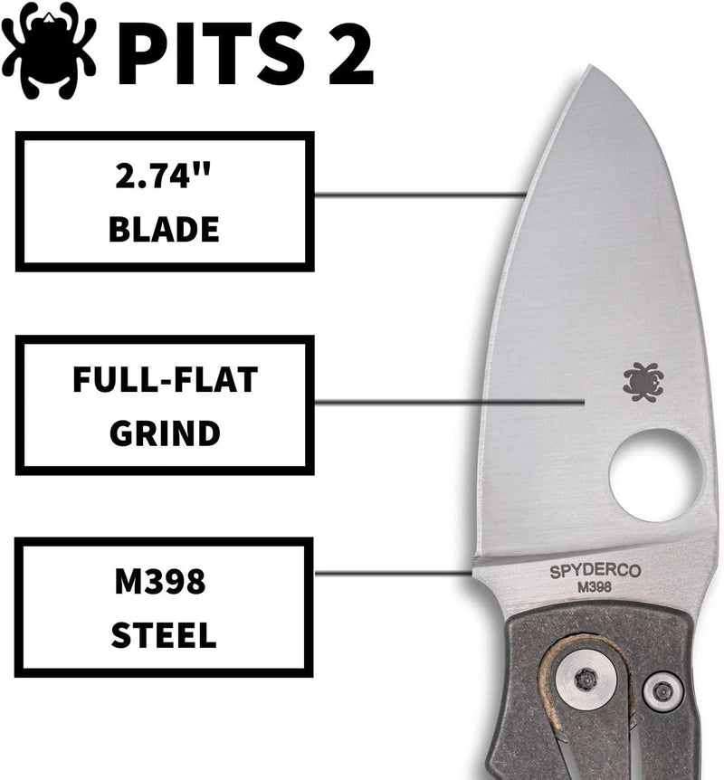 Spyderco Pits 2 Plain Edge 2.74" Folding Pocket Knife (C269TIP)