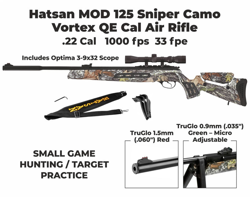 Hatsan MOD 125 Sniper Camo Vortex QE QuietEnergy .22 Caliber Air Rifle (HC125SNC22VORTQE)