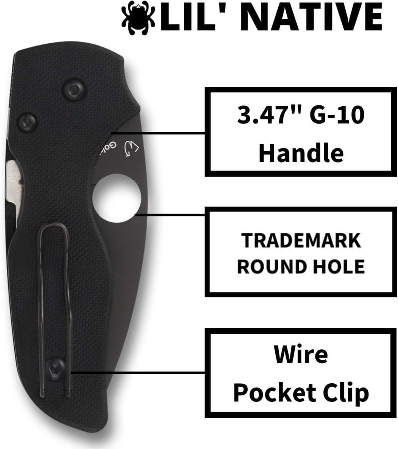 Spyderco Lil' Native G-10 2.42" Black SpyderEdge Folding Pocket Knife (C230GSBBK)