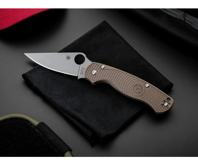Spyderco Para Military 2 Lightweight Brown CPM 15V Sprint Run 3.47" Plain Edge Folding Pocket Knife (C81PBN15V2)