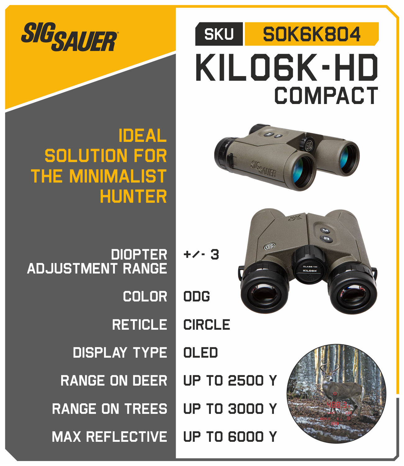 Sig Sauer KILO6K-HD Compact 8X32mm Laser Rangefinder Binocular
