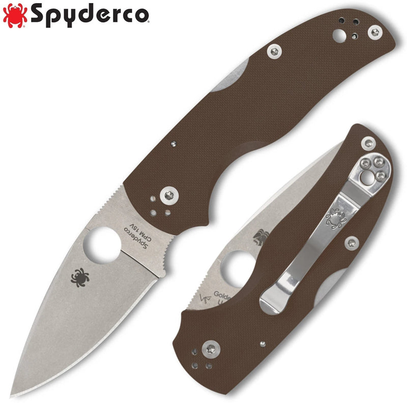 Spyderco Native 5 Brown G-10 CPM 15V Sprint Run 2.95" Plain Edge Folding Pocket Knife (C41GPBN15V5)