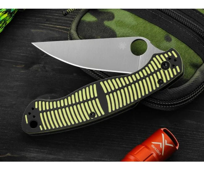 Spyderco Military 2 Salt CPM MagnaCut Yellow/Black 4" Plain Edge Folding Pocket Knife (C36GBKYLMCP2)