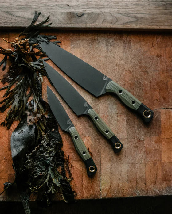 Benchmade Cutlery 3-Piece Set Kitchen Knives 4000BK-01 CPM-154 Blade Green G-10 Handles