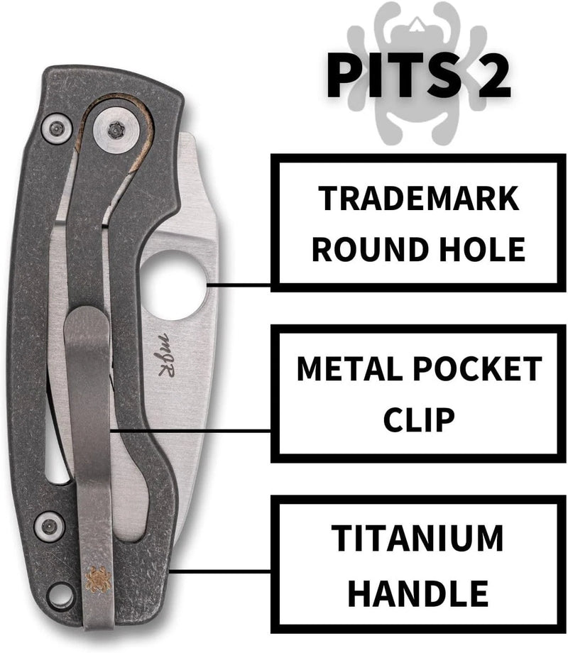 Spyderco Pits 2 Plain Edge 2.74" Folding Pocket Knife (C269TIP)
