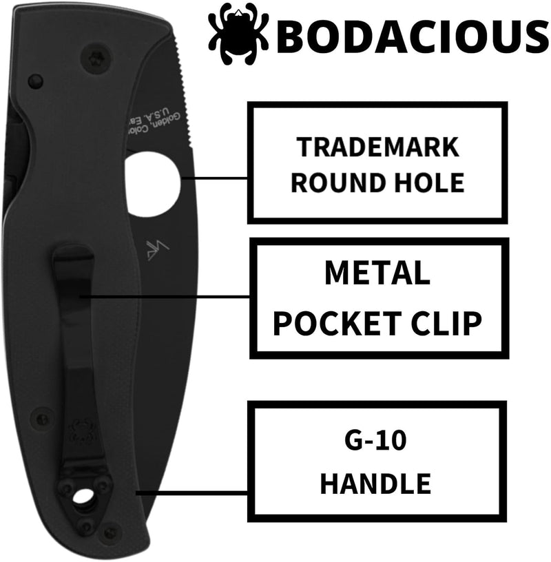 Spyderco Bodacious 3.63" Black CPM S30V SpyderEdge Folding Pocket Knife (C263GSBK)
