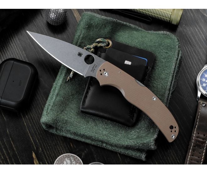 Spyderco Native Chief Brown G-10 CPM 15V Sprint Run Plain Edge 4.08" Folding Pocket Knife (C244GPBN15V)