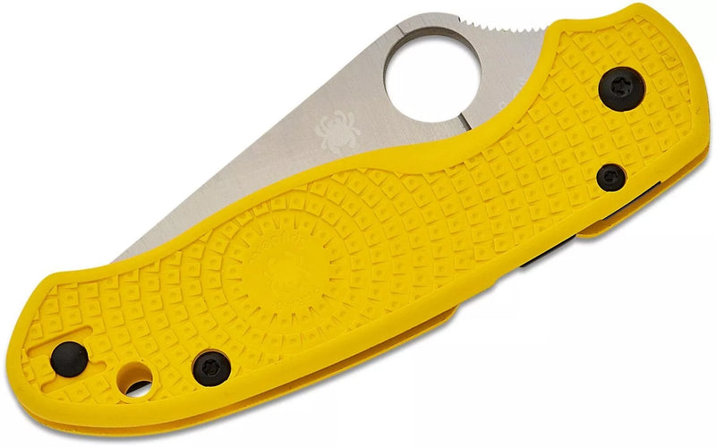 Spyderco Para 3 MagnaCut Salt 2.93" Plain Edge Lightweight Yellow Handle Folding Pocket Knife (C223PYL)
