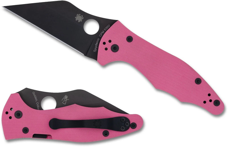 Spyderco Yojimbo 2 Pink G-10 Black Blade Sprint Run 3.2" Folding Pocket Knife (C85GPNBKP2)
