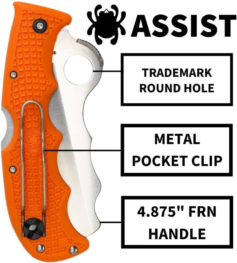 Spyderco Assist Lightweight Orange 3.68" CombinationEdge Folding Pocket Knife (C79PSOR)