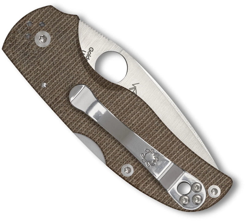 Spyderco Native 5 Brown Canvas Micarta CPM Cru-Wear 2.95" Plane Edge Folding Pocket Knife (C41MPCW5)