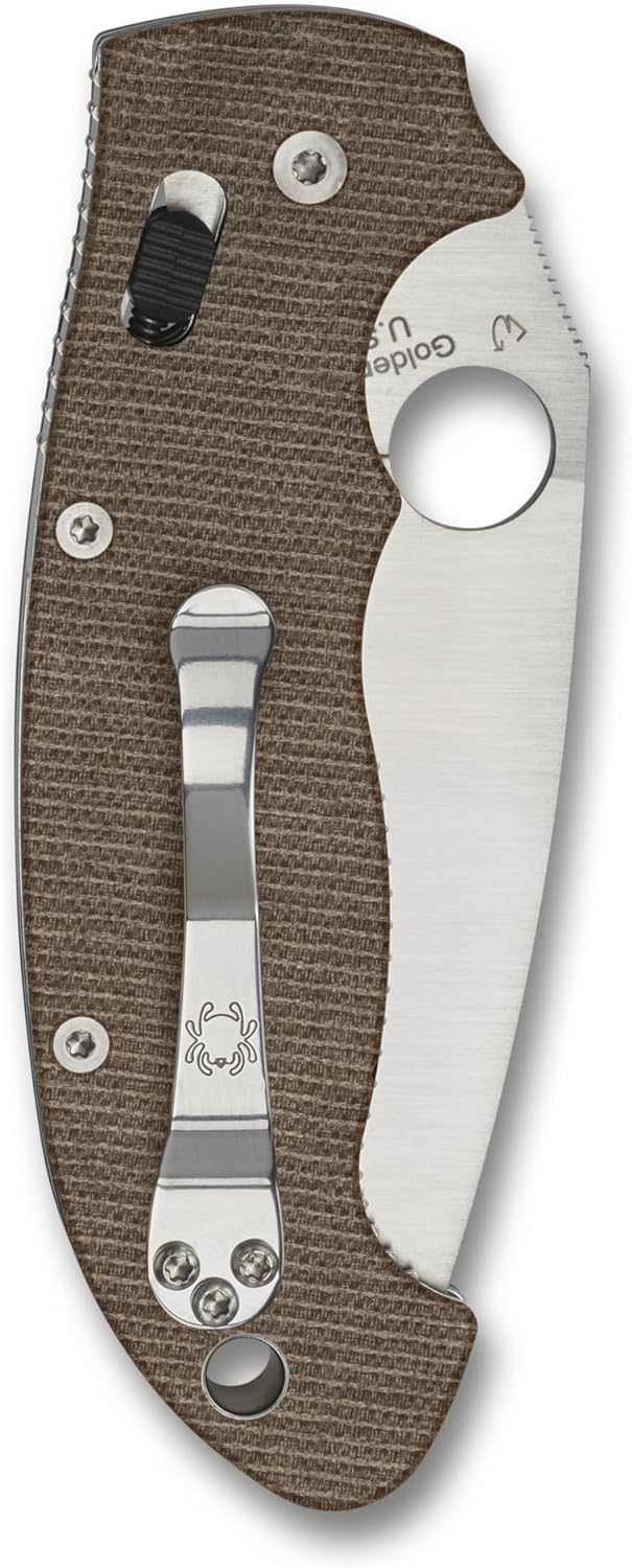 Spyderco Manix 2 XL Brown Canvas Micarta CPM Cru-Wear 3.85" Plain Edge Folding Pocket Knife (C95MPCW2)