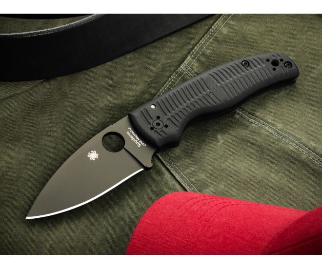 Spyderco Shaman Salt Black 3.58" G-10 CPM MagnaCut Plain Edge Folding Pocket Knife (C229GMCBKP)