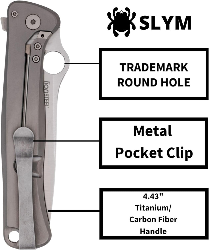 Spyderco Slym R.I.L. Titanium M390 3.42" Plain Edge Folding Pocket Knife (C271TIP)