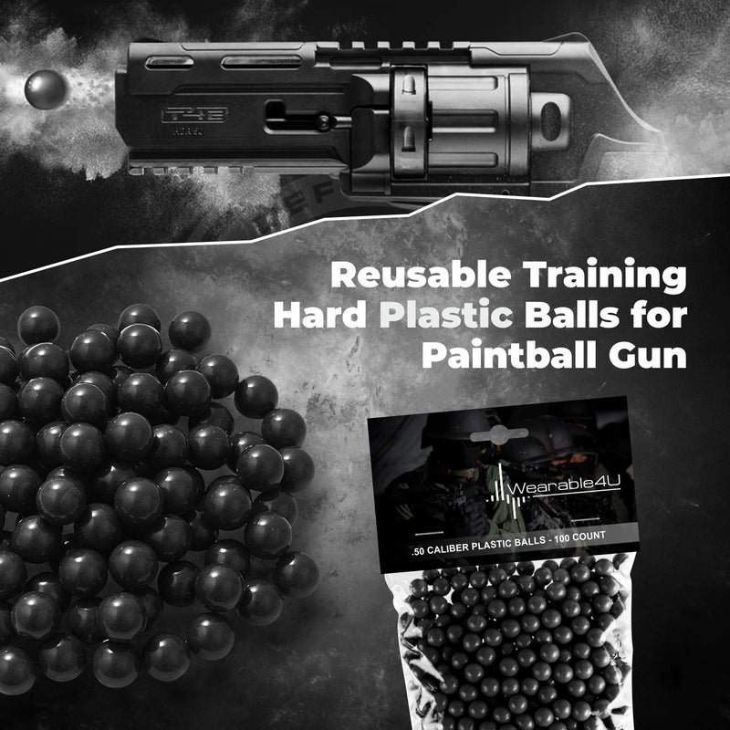 Wearable4U .50 Caliber New Reusable Training Plastic Balls for Paintball Gun