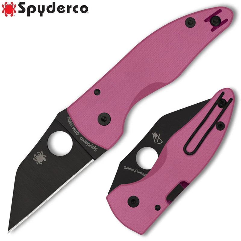 Spyderco MicroJimbo Pink G-10 2.45" Black Blade Sprint Run Plain Edge Folding Pocket Knife (C264GPNBKP)