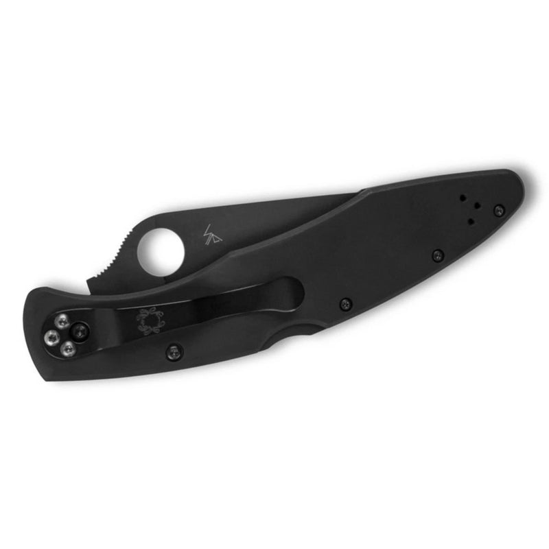 Spyderco PoliceModel Black Stainless 4.2" Plain Edge Folding Pocket Knife (C07BKP)