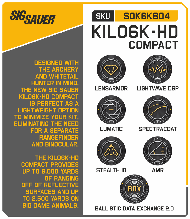 Sig Sauer KILO6K-HD Compact 8X32mm Laser Rangefinder Binocular (SOK6K804)