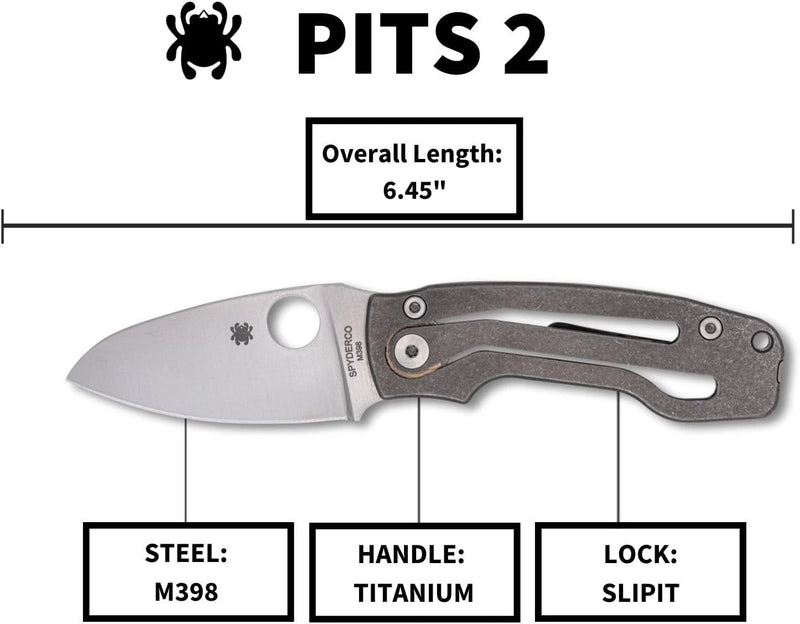 Spyderco Pits 2 Plain Edge 2.74" Folding Pocket Knife (C269TIP)