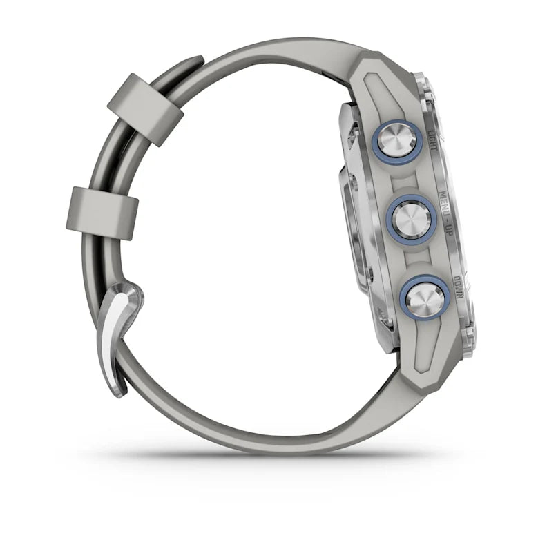 Garmin Descent Mk3 – 43 mm Stainless Steel with Fog Gray Silicone Band Watch-Style Dive Computer (010-02753-03)