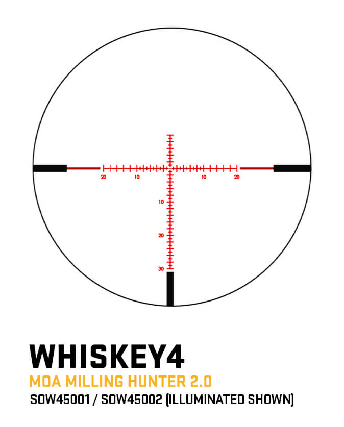 Sig Sauer WHISKEY4 5-20X50mm Exposed Zero Stop Illuminated (FFP) MOA Milling Hunter 2.0 Riflescope (SOW45002)