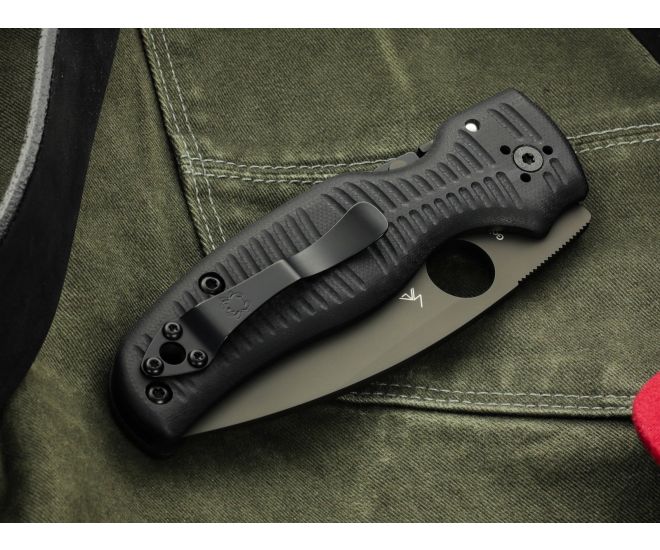 Spyderco Shaman Salt Black 3.58" G-10 CPM MagnaCut Plain Edge Folding Pocket Knife (C229GMCBKP)