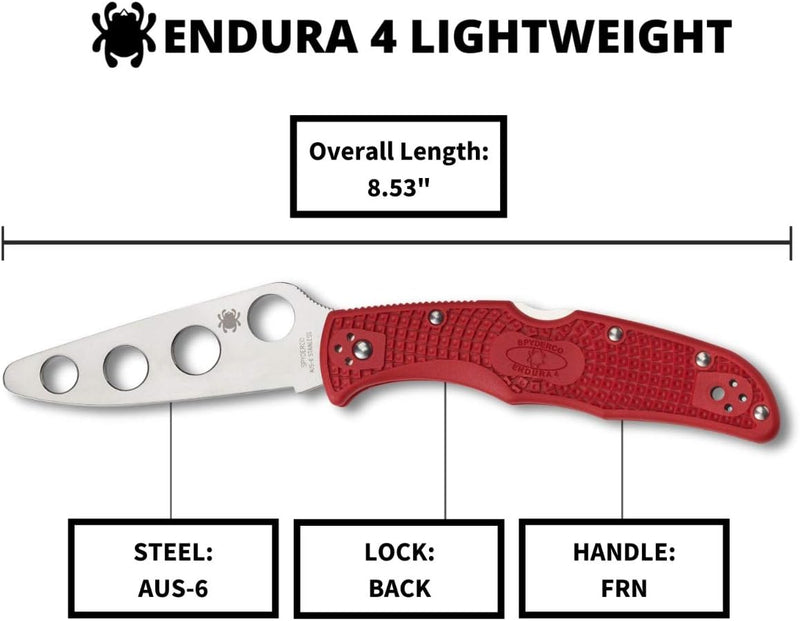 Spyderco Endura 4 FRN Lightweight Trainer 3.55" Blunted Folding Pocket Knife (C10TR)