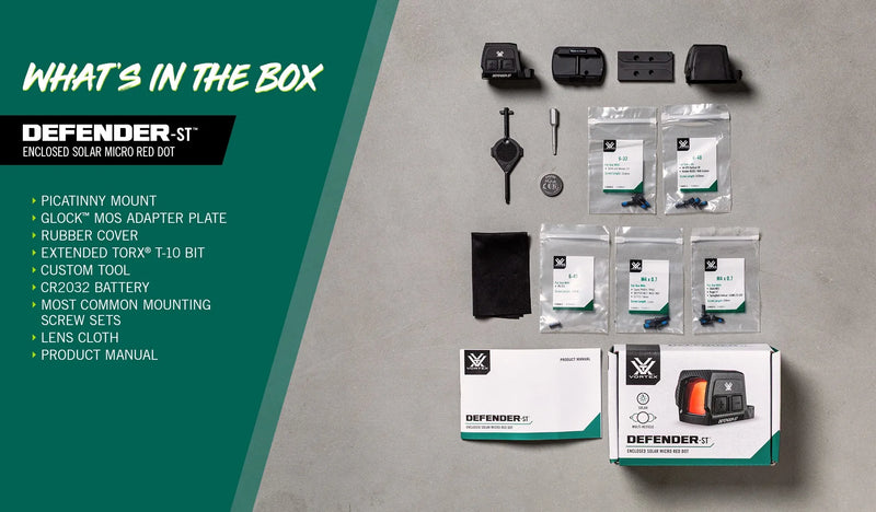 Vortex Optics Defender-ST Enclosed Solar 3 MOA Dot / 32 MOA Circle Micro Red Dot (DFST-MRD3-E)