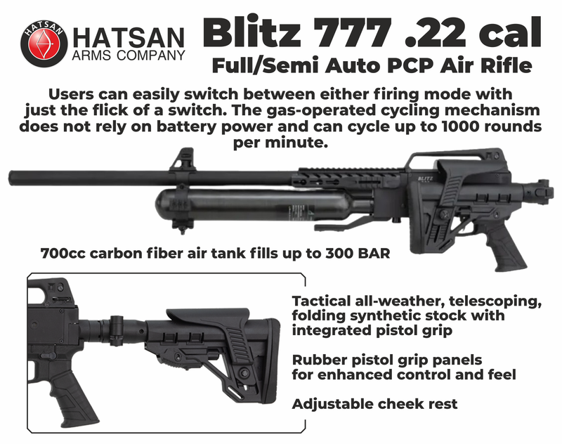 Hatsan Blitz 777 .22 Cal 1120 FPS 41 FPE PCP Air Rifle (HGBlitz722)