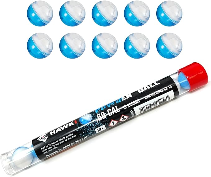 Hawki .43 Cal or .50 Cal or .68 Cal Powder Training Balls Non-Lethal for Paintball Guns, Great for Practice