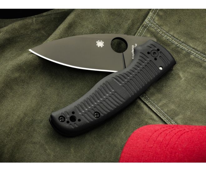 Spyderco Shaman Salt Black 3.58" G-10 CPM MagnaCut Plain Edge Folding Pocket Knife (C229GMCBKP)