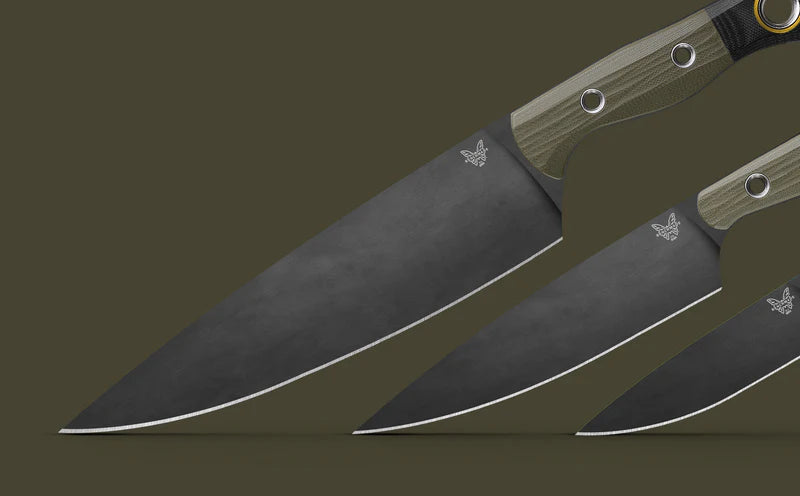 Benchmade Cutlery 3-Piece Set Kitchen Knives 4000BK-01 CPM-154 Blade Green G-10 Handles