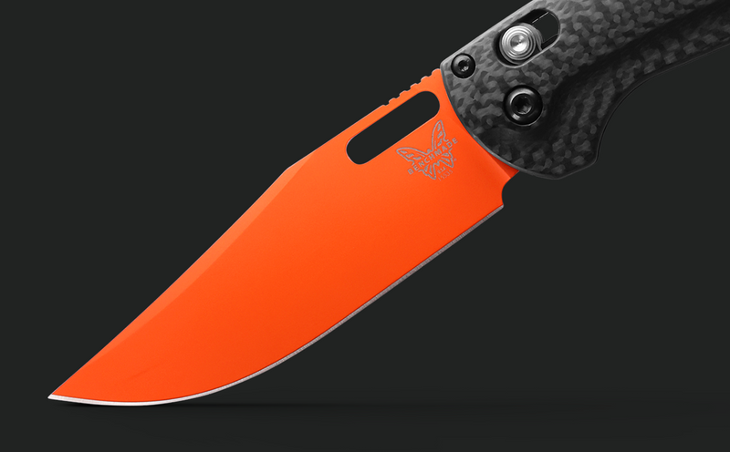 Benchmade Taggedout 3.48'' Folder Carbon Fiber Orange Cerakote Clip Point Pocket Knife (15535OR-01)