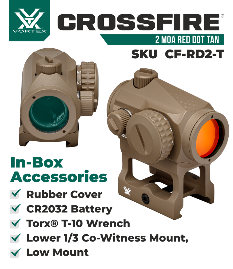 Vortex Optics Crossfire Red Dot 2 MOA (CF-RD2-T)