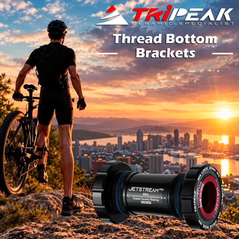 TriPeak Thread Bottom Brackets BSA, 3-in-1 Core System, Ceramic, Shimano Standard Tool Required